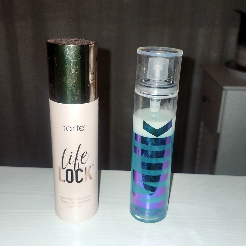 Tarte Life Lock Foundation and Blue Spray Bottle